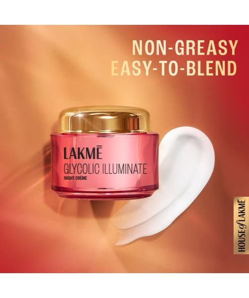Lakme: Glycolic Illuminate Night Cream with Glycolic Acid & 1% Niacinamide for Skin Cell Regeneration