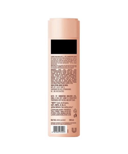 Lakme: Peach Ceramide Moisturizer with SPF 24| For Dry Skin, Normal Skin & Sensitive Skin 200ml