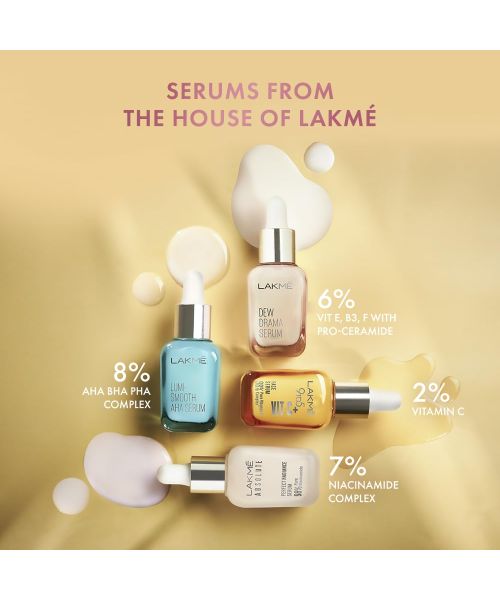 Lakme: Dew Drama Serum 6% Vitamin E & Pro-Ceramide for Skin Barrier & Dewy Radiance 15ml