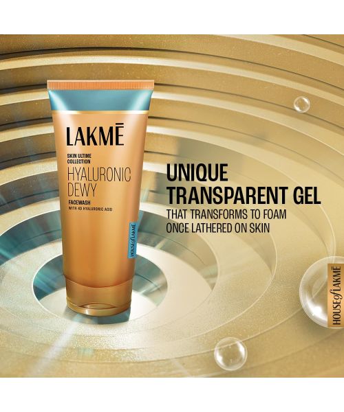 Lakme: Lakme© Hyaluronic Dewy Facewash with 4D Hyaluronic Acid for Deep Hydration & Glowing Skin, 100gm