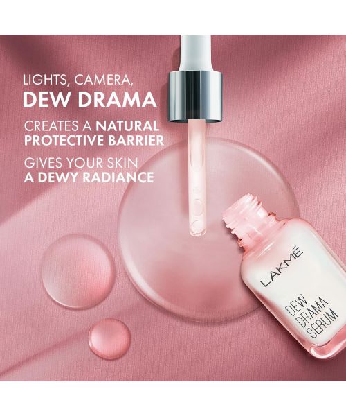 Lakme: Dew Drama Serum 6% Vitamin E & Pro-Ceramide for Skin Barrier & Dewy Radiance 15ml