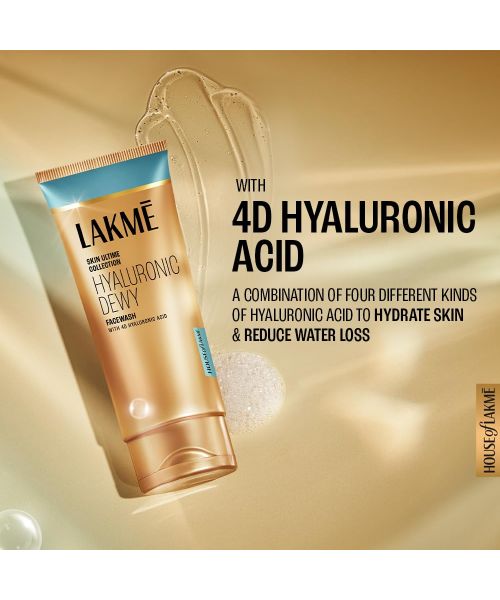 Lakme: Lakme© Hyaluronic Dewy Facewash with 4D Hyaluronic Acid for Deep Hydration & Glowing Skin, 100gm