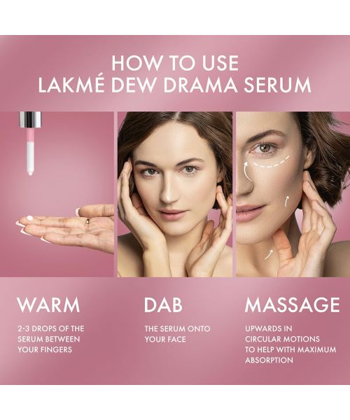 Lakme: Dew Drama Serum 6% Vitamin E & Pro-Ceramide for Skin Barrier & Dewy Radiance 15ml