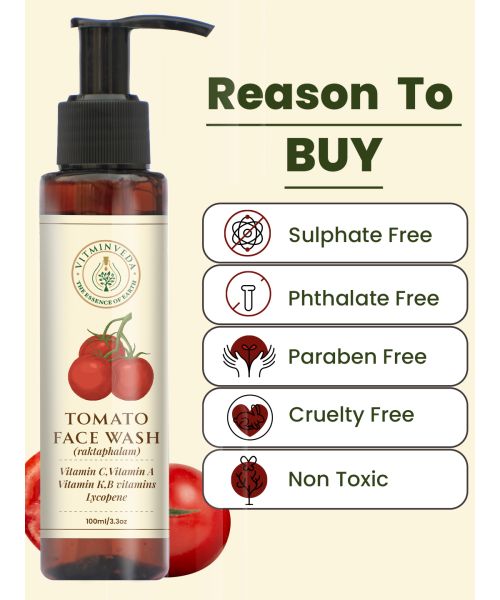VITMINVEDA: Natural Tomato & Glycerine Face Wash with Vitamin A, C, K 100ml