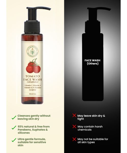 VITMINVEDA: Natural Tomato & Glycerine Face Wash with Vitamin A, C, K 100ml