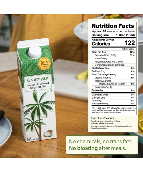 Gramiyaa: Gramiyaa Cold Pressed Coconut Oil 1 Litre