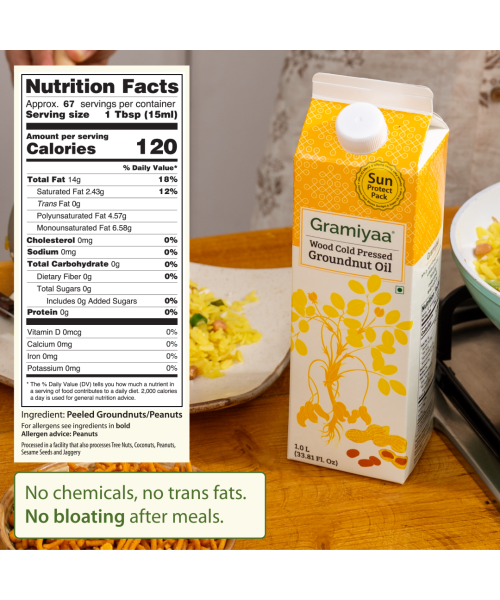 Gramiyaa: Gramiyaa Cold Pressed Groundnut Oil 1 Litre