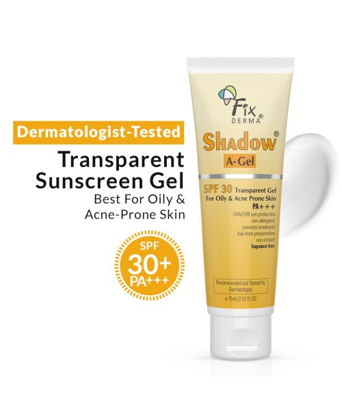 Fixderma: Shadow Sunscreen SPF 30+ PA+++ Gel Broad Spectrum Sunscreen - 75 gm