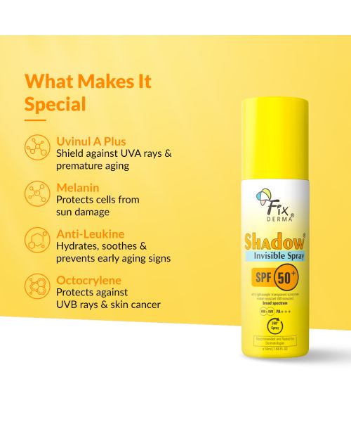 Fixderma: Shadow SPF 50+ PA+++ Invisible Spray  -  50ml