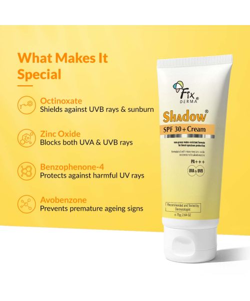 Fixderma: Shadow Sunscreen SPF 30+ PA+++ Cream  - 75g