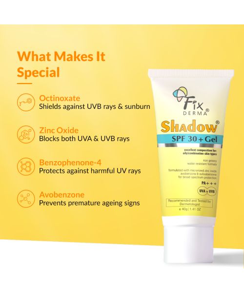 Fixderma: Shadow Sunscreen SPF 30+ Pa+++ Gel  - 40gm