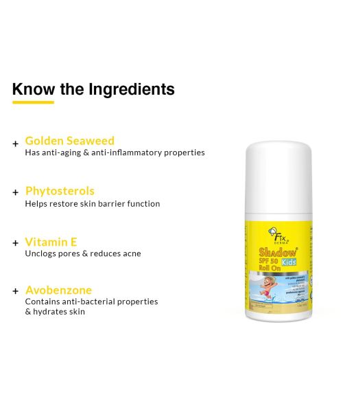 Fixderma: Shadow SPF 50 Kids Roll On Sunscreen PA+++ - 30gm