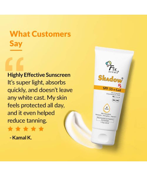 Fixderma: Shadow RX Sunscreen SPF 55+ Gel PA+++  - 75gm