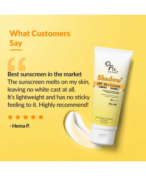 Fixderma: Shadow Sunscreen SPF 30+ PA+++ Cream  - 75g