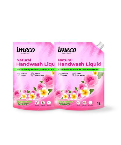 IMECO: Bamboo Handwash Liquid | 99.9% Germs Protection | 1L Pouch | Pack of 2