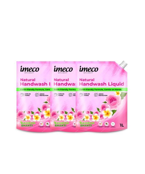 IMECO: Bamboo Handwash Liquid | 99.9% Germs Protection | 1L Pouch | Pack of 3