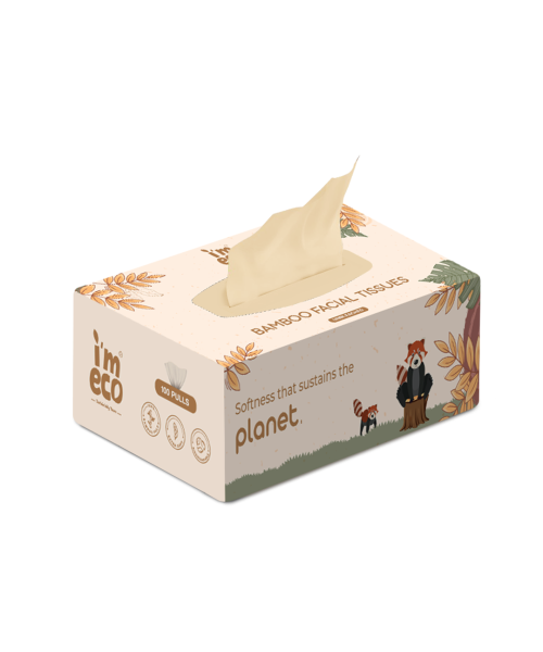 IMECO: Bamboo Facial Tissue | Soft & Highly Absorbent | 2-Ply | 100 Pulls Per Pack | Pack of 1