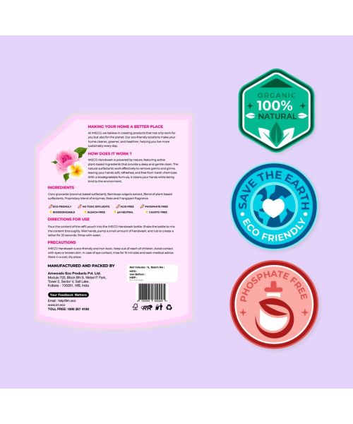 IMECO: Bamboo Handwash Liquid | 99.9% Germs Protection | 1L Pouch | Pack of 3