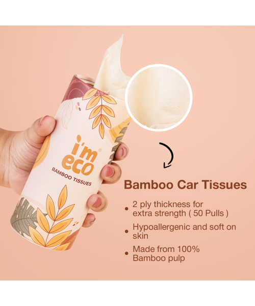 IMECO: Bamboo Car Tissue| 50 Pulls Per Pack | Pack of 12