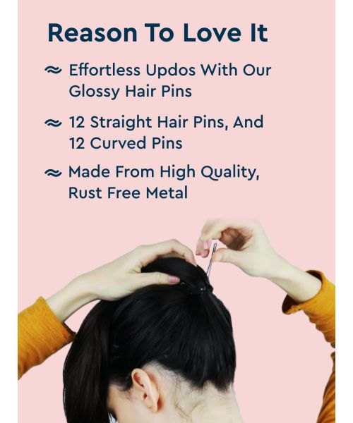 GUBB: Hair Pin 4.5Cm 24 Pcs (12 Pcs Straight & 12 Curved)