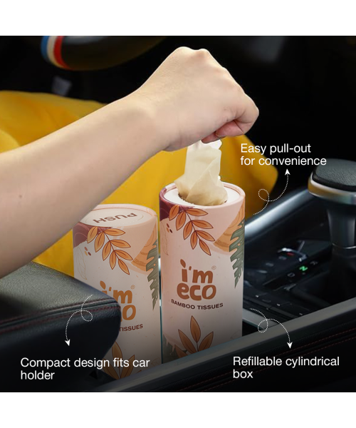 IMECO: Bamboo Car Tissue| 50 Pulls Per Pack | Pack of 12