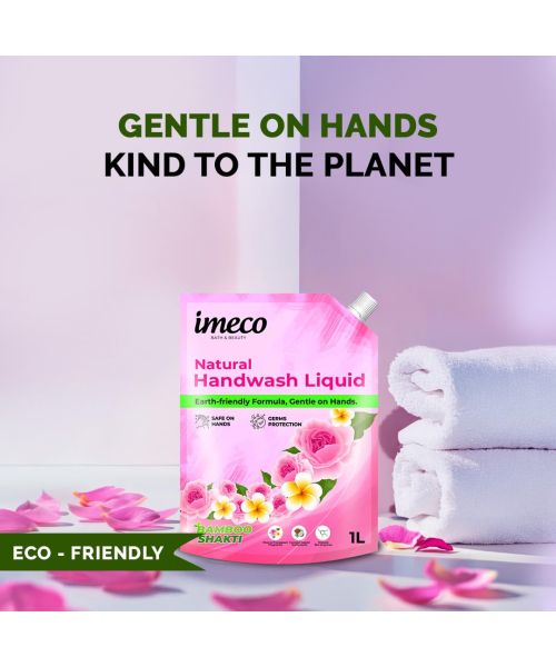 IMECO: Bamboo Handwash Liquid | 99.9% Germs Protection | 1L Pouch | Pack of 3