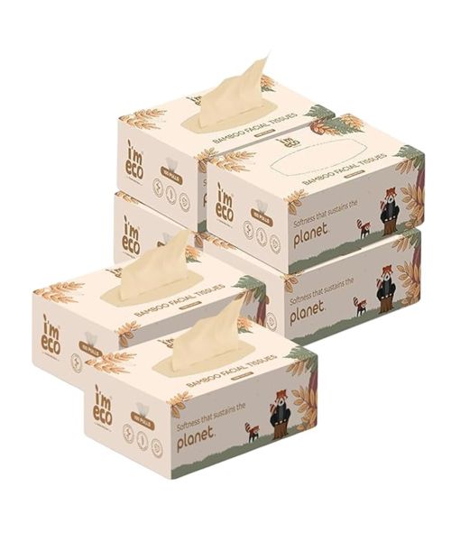 IMECO: Bamboo Facial Tissue | Soft & Highly Absorbent | 2-Ply | 100 Pulls Per Pack | Pack of 6