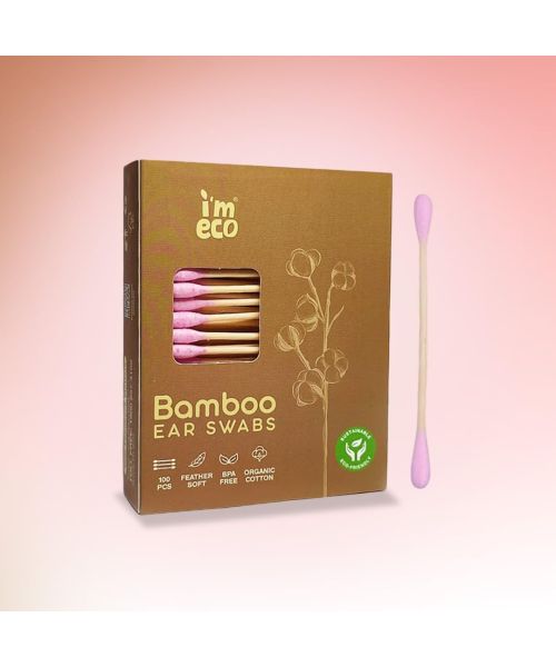 IMECO: IMECO Bamboo Ear Swabs | 100 Soft Double-Tip Cotton Buds | Pack of 1