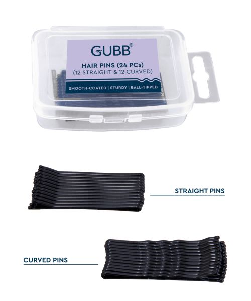 GUBB: Hair Pin 4.5Cm 24 Pcs (12 Pcs Straight & 12 Curved)