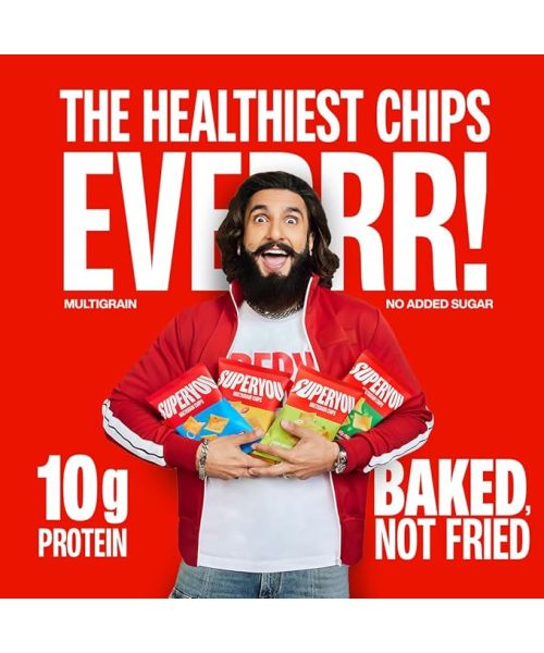 SuperYou: Multigrain Protein Chips - Assorted (Pack of 10) | 10g Protein, 3g Fiber, No Added Sugar, No Palm Oil, Baked