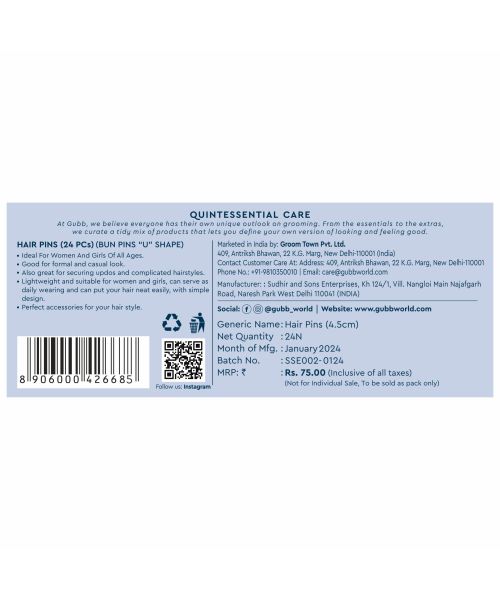 GUBB: Hair Pin 4.5Cm Curve 24Pcs/Set