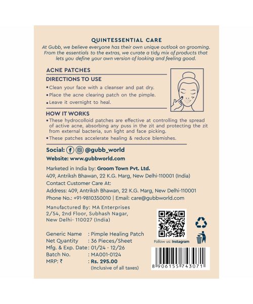GUBB: Acne Pimple Patches 36 Dots/Sheet
