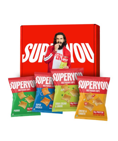 SuperYou: Multigrain Protein Chips - Assorted (Pack of 10) | 10g Protein, 3g Fiber, No Added Sugar, No Palm Oil, Baked