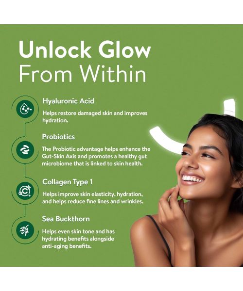 Happy Cultures: Grow and Glow | Hair Fall Control & Glowing Skin | 30 gummies