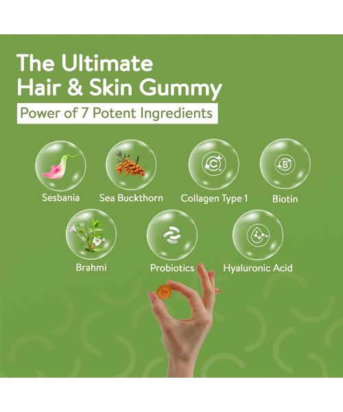 Happy Cultures: Grow and Glow | Hair Fall Control & Glowing Skin | 30 gummies