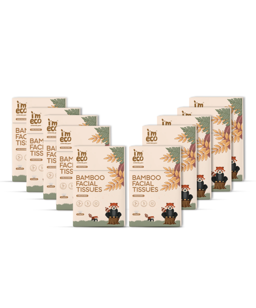 IMECO: Bamboo Pocket Tissue | Ultra-Soft Travel Friendly Facial Wipe | 10 Pulls Per Pack | Pack of 10