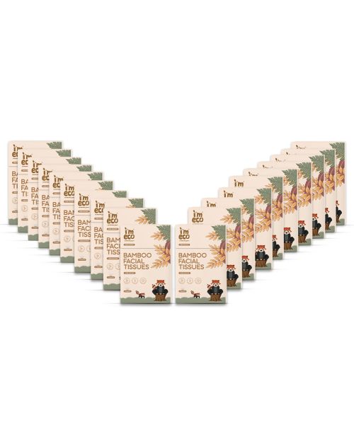 IMECO: Bamboo Pocket Tissue | Ultra-Soft Travel Friendly Facial Wipe | 10 Pulls Per Pack | Pack of 20