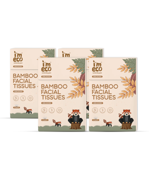 IMECO: Bamboo Pocket Tissue | Ultra-Soft Travel Friendly Facial Wipe | 10 Pulls Per Pack | Pack of 4