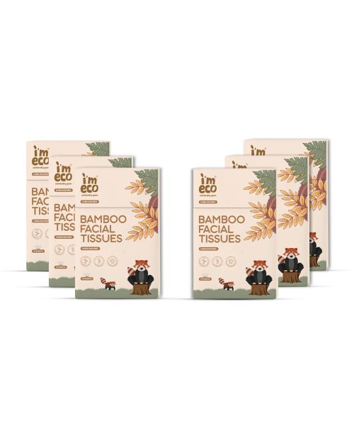 IMECO: Bamboo Pocket Tissue | Ultra-Soft Travel Friendly Facial Wipe | 10 Pulls Per Pack | Pack of 6