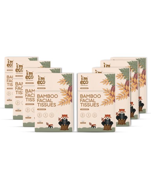 IMECO: Bamboo Pocket Tissue | Ultra-Soft Travel Friendly Facial Wipe | 10 Pulls Per Pack | Pack of 8