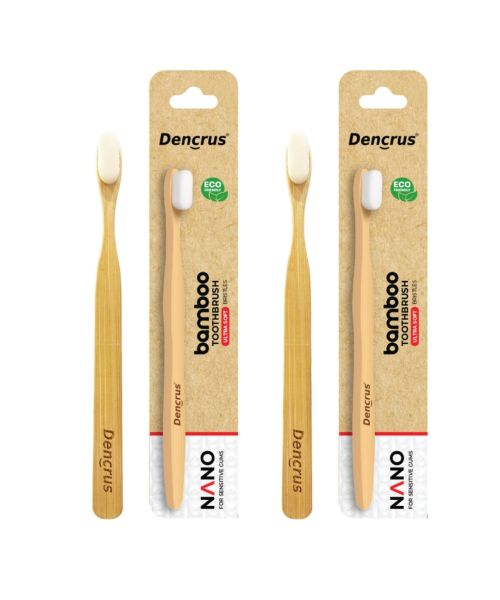 DENCRUS: Nano bamboo Toothbrush | 100% Natural Bamboo Toothbrush for Sensitive Gums & Teeth | Pack of 2