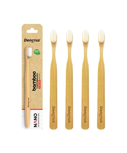 DENCRUS: Nano bamboo Toothbrush | 100% Natural Bamboo Toothbrush | Pack of 4