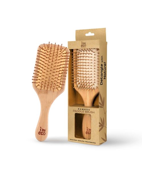 IMECO: Bamboo Hair Brush Comb | Flat Paddle Brush Comb | Detangling Hair | Unisex | Pack of 1