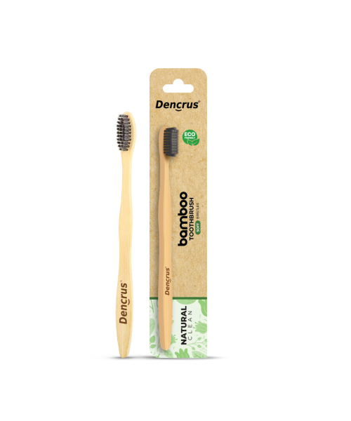 DENCRUS: Natural Clean Bamboo Toothbrush | Charcoal Activated Soft Bristles | Pack of 1