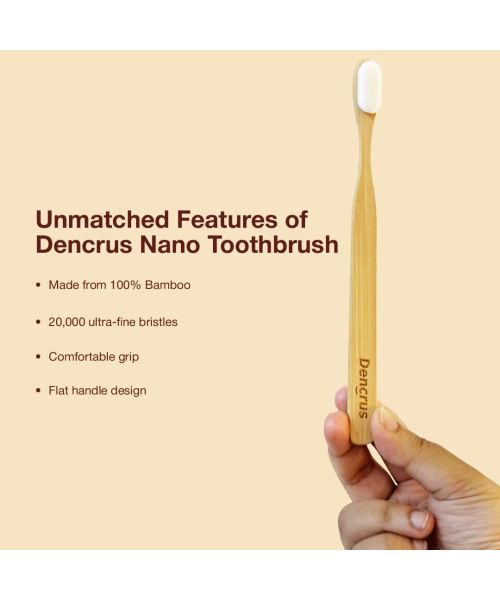 DENCRUS: Nano bamboo Toothbrush | 100% Natural Bamboo Toothbrush for Sensitive Gums & Teeth | Pack of 2