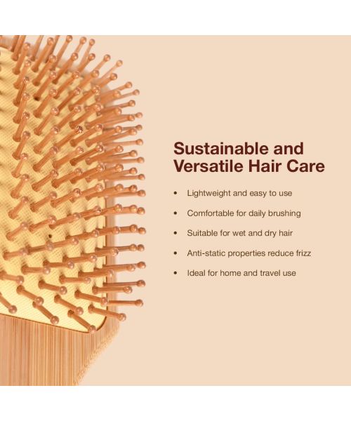 IMECO: Bamboo Hair Brush Comb | Flat Paddle Brush Comb | Detangling Hair | Unisex | Pack of 1