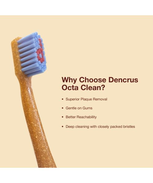 DENCRUS: Mint Toothpaste And Octa Clean Bamboo Toothbrush Pack of 2 Combo | Mint Oral Care Combo