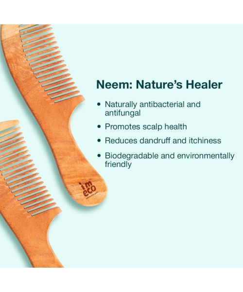 IMECO: Wide Tooth Neem Wood Comb | Neem Comb  | Unisex | Pack of 1