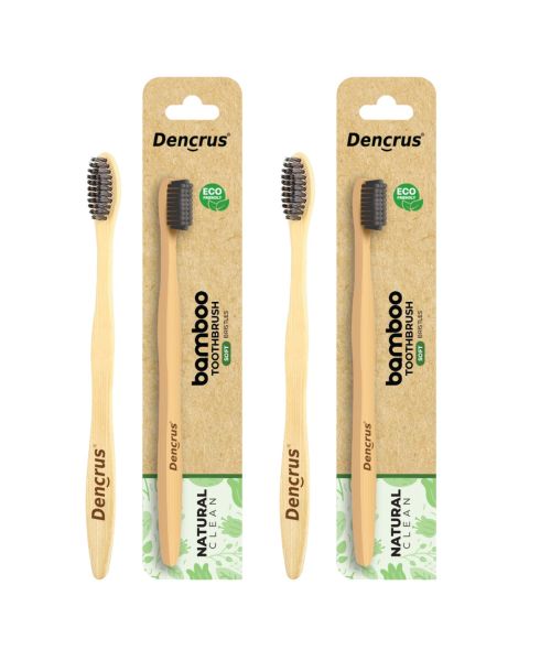 DENCRUS: Orby Kids Bamboo Toothbrush For Kids | 100% Natural Soft Bristles | Blue | Pack of 2