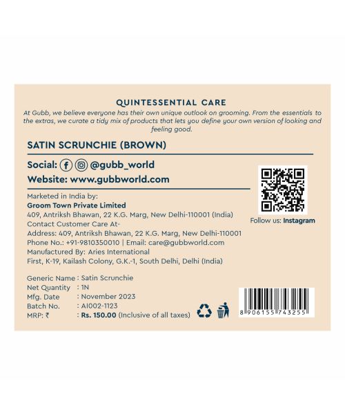 GUBB: Satin Scrunchie Brown